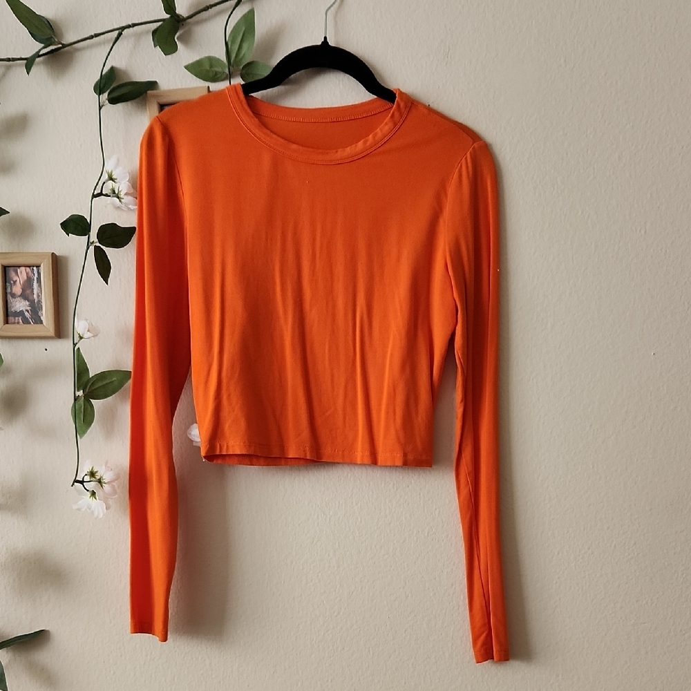 Orange Crop Long Sleeve Top - M